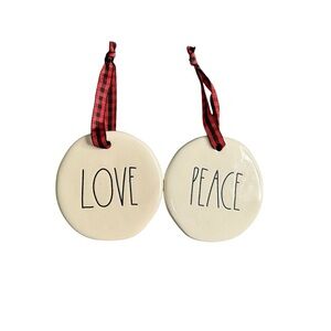 Rae Dunn Love & Peace Ornaments